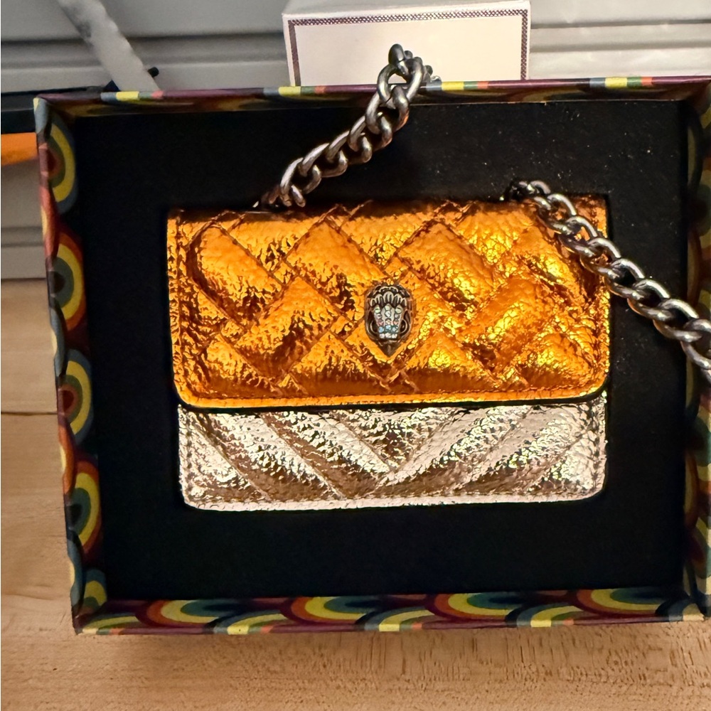 Geiger Micro Mini Crossbody Metallic Quilted Chain Bag